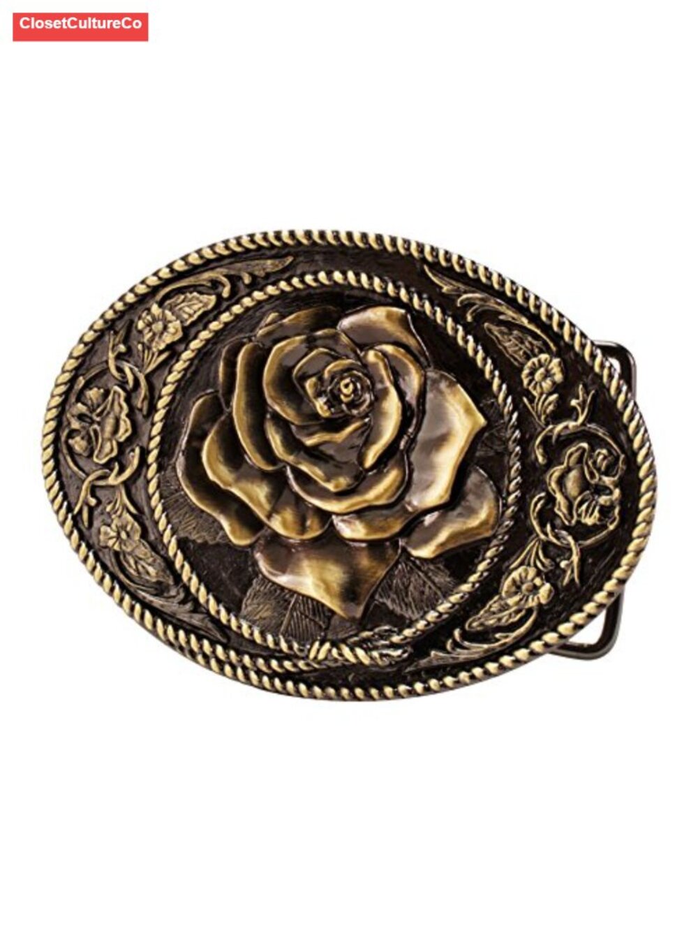 Vintage Bronze Floral Western Belt Buckle Snap On Antique Decorative